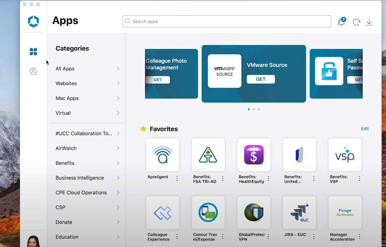 screenshot of Workspace ONE Intelligent Hub